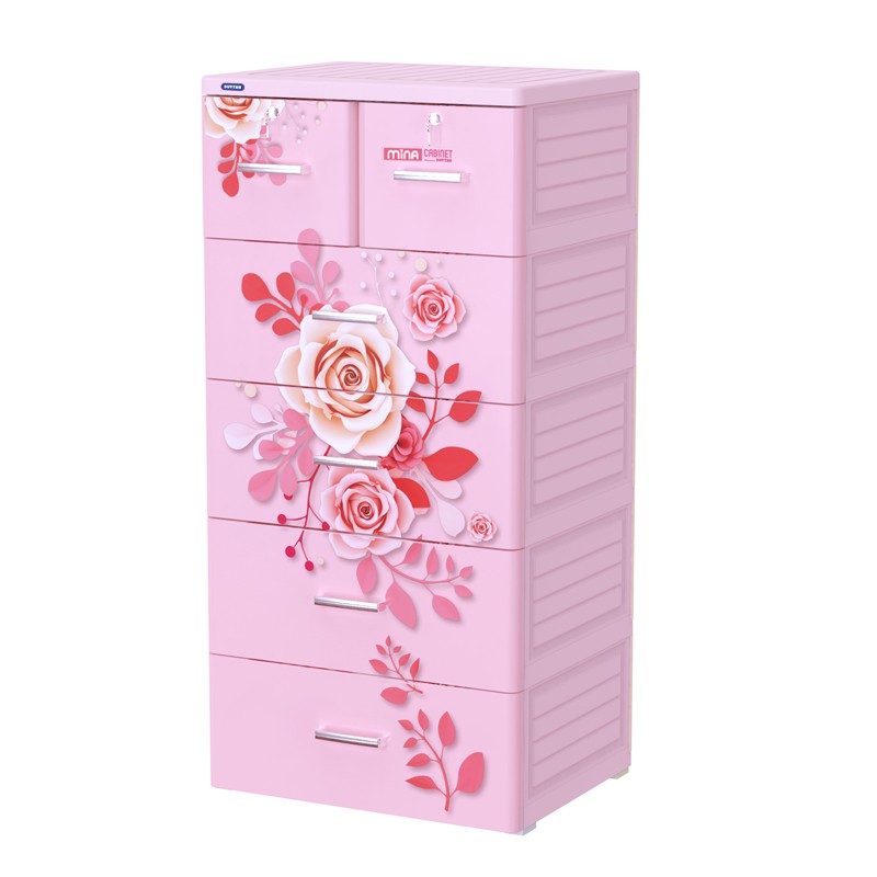 [Hà Nội] Tủ nhựa Duy Tân Mina 5 tầng 6 ngăn (màu hồng, hoa hồng)