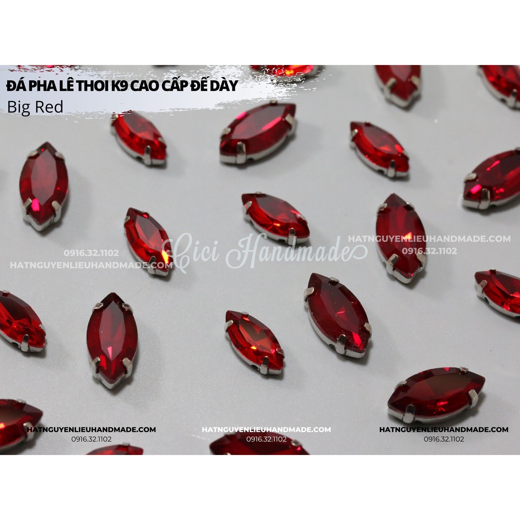 Hạt pha lê thoi đá K9 cao cấp đế dày Cici Handmade hạt đính kết phụ kiện DIY nguyên liệu tự làm