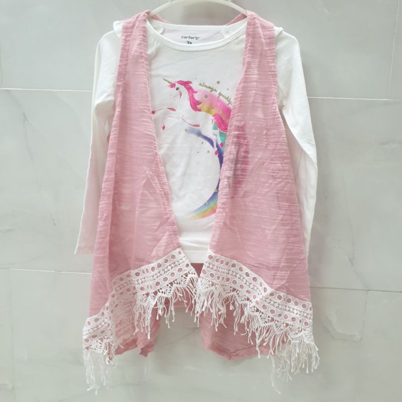 Áo khoác ghi lê thời trang tạo kiểu phong cách cho bé gái 4-10t (ko kèm áo thun mặc trong)