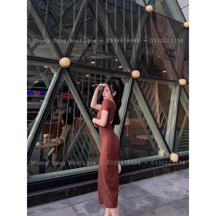 Đầm Body Cổ Vuông Tay Ngắn Xẻ Tà Xoắn Lưng Chất Thun Gân Thích Hợp Mặc Đi Tiệc Đi Làm Đi Chơi | BigBuy360 - bigbuy360.vn