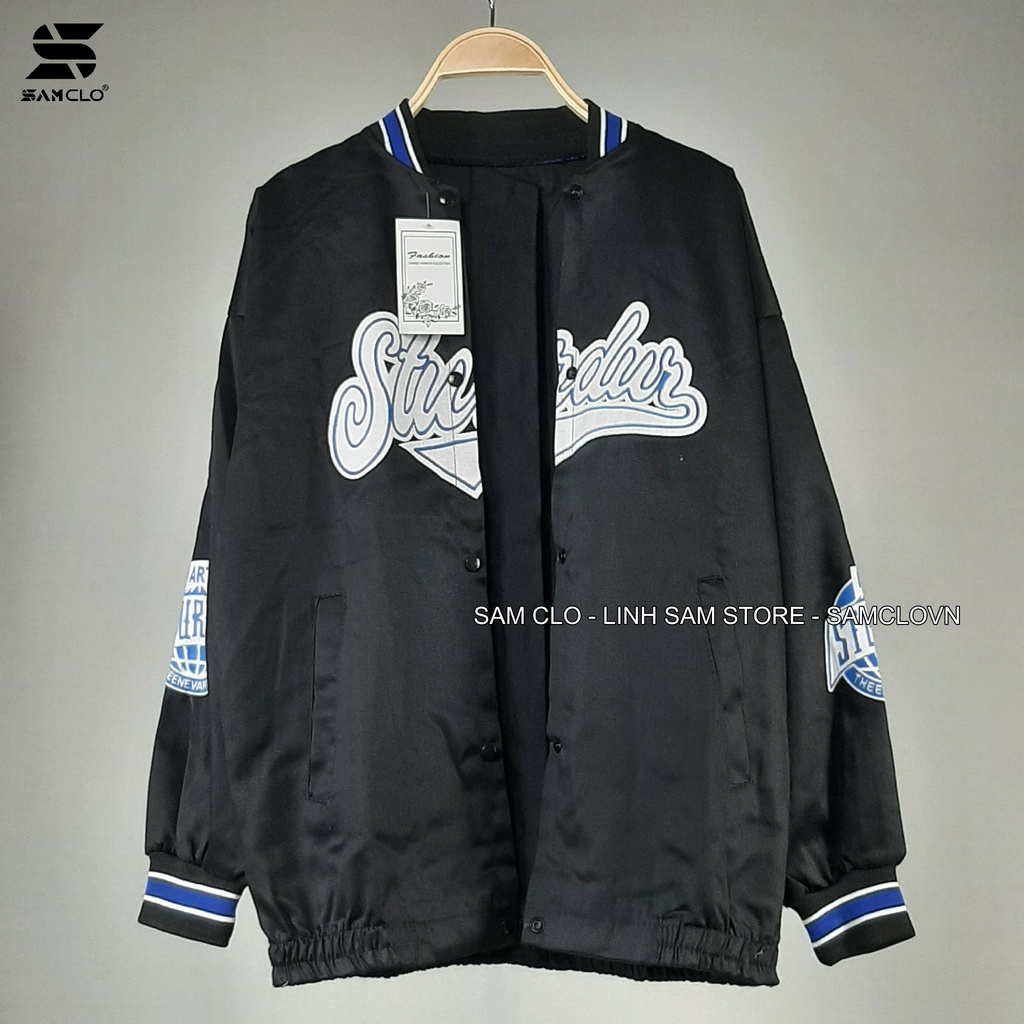 Áo khoác kaki 2 lớp nam nữ SAM CLO - Áo khoác gió bomber phong cách bóng chày form rộng unisex chữ STUDUR