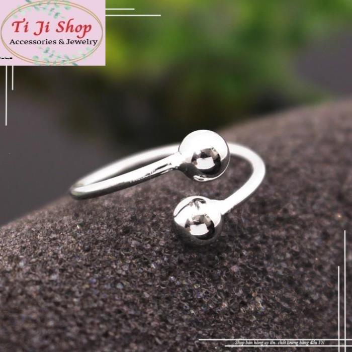 Nhẫn inox thời trang 2 bi giá rẻ