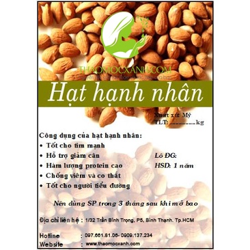 (Sẵn) 500G HẠT HẠNH NHÂN MỸ SỐNG