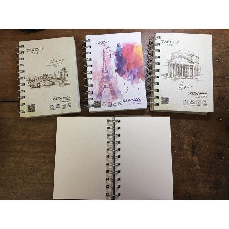 Sổ vẽ màu nước sketchbook TAKEYO A5-B5
