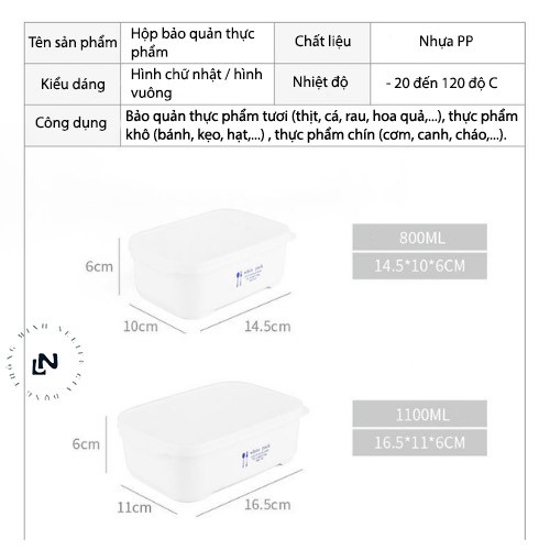 Hộp Đựng Thức Ăn, Thực Phẩm Sống/Chín Cao Cấp Nhật Bản - Hộp Nhựa Đựng Đồ Tủ Lạnh Bảo Quản Kín Hình Chữ Nhật, Hình Vuông