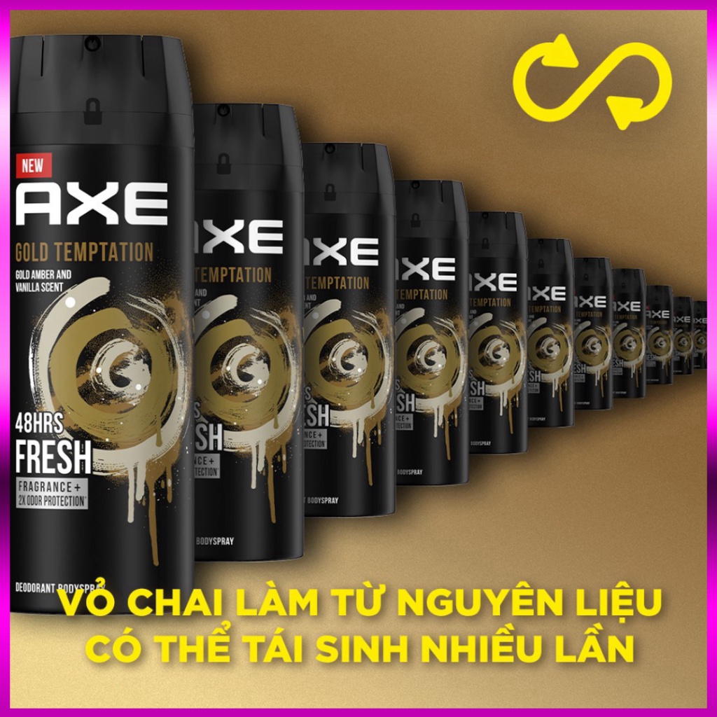 Xịt nước hoa toàn thân dành cho nam - Nhập khẩu chính hãng từ Nga - Thương hiệu AXE Gold Temptation - Mẫu mới nhất 135ml