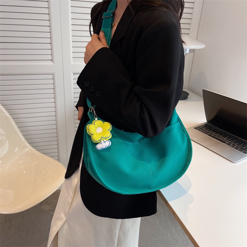 Túi Xách Vải Canvas Hình Bán Nguyệt Cỡ Lớn Thời Trang Cho Nữ