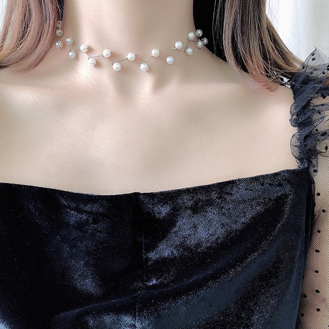 Vòng cổ ziczac phối hạt sang cá tính VC132