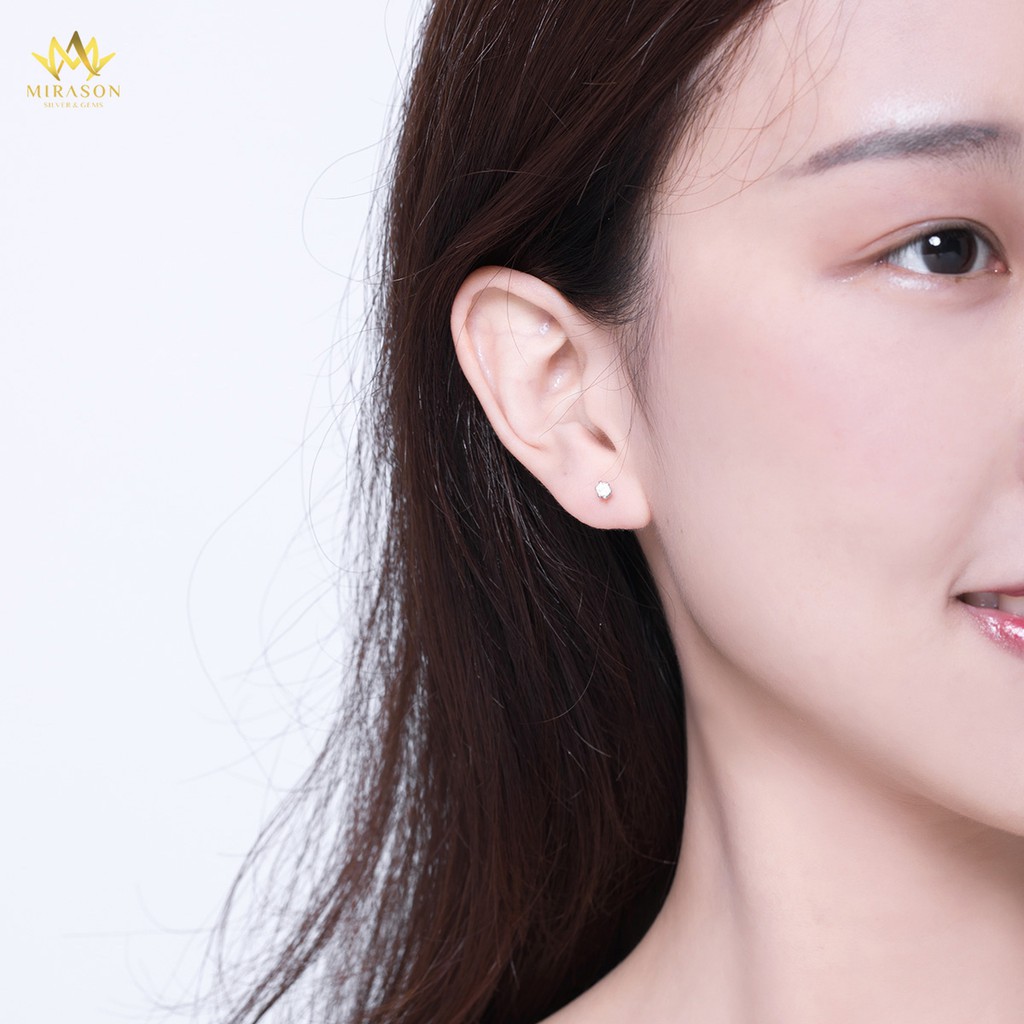 Khuyên Tai Bạc Nữ MIRASON Nụ Nạm Kim Cương Nhân Tạo Sang Trọng MBT047 - Hoa Tai Nữ Bạc 925 Cao Cấp
