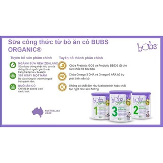 (MUA 6 TẶNG 4+2 🎁)  Sữa Bub Bò Organic số 3 - 900gr