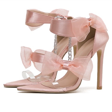 Giày Cao Gót Mũi Nhọn Phối Nơ Xinh Xắn Thời Trang Cho Nữ Size 35-42 4.53 Inch