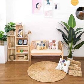 Thảm lục bình, thảm cói tròn trải sàn hàng xuất khẩu loại 1 Hưng Phúc size 1m