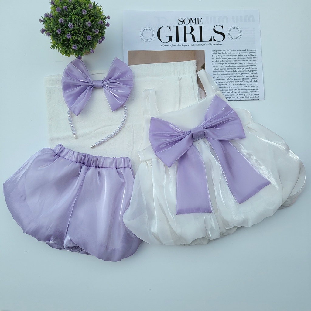 Bộ Voan Nơ Công Chúa Màu Đỏ Cho Bé Gái bé sơ sinh từ 3-15kg