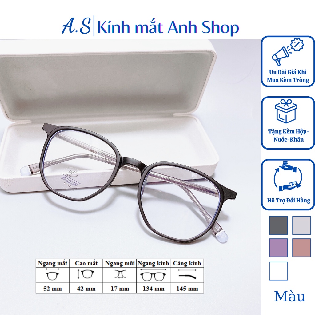 Gọng kính bầu vuông lục giác thời trang chất liệu nhựa dẻo cốt kim loại bền đẹp nhận cắt cận viễn loạn 8312