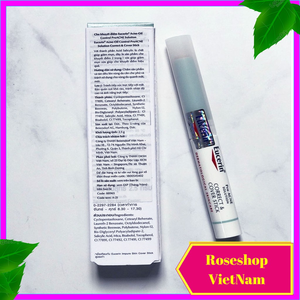 ✅Bút Che Khuyết Điểm Eucerin  Pro Acne Correct & Cover Stick 2g - Proacne Kem Che Giảm Mụn và Vết Thâm. RSVN SP67 | BigBuy360 - bigbuy360.vn