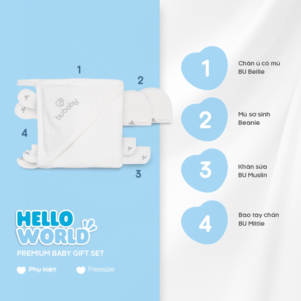 SET SƠ SINH 12 Sản Phẩm Hello World Cho Bé Trai, Bé Gái 0-3M