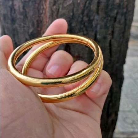 (02 Chiếc - Có Video) Vòng Bọng Trơn Không Khoá Mạ Vàng 24K Đeo Rất Bền Lâu, Làm Sáng Đôi Tay Của Chị Em - Lokalo