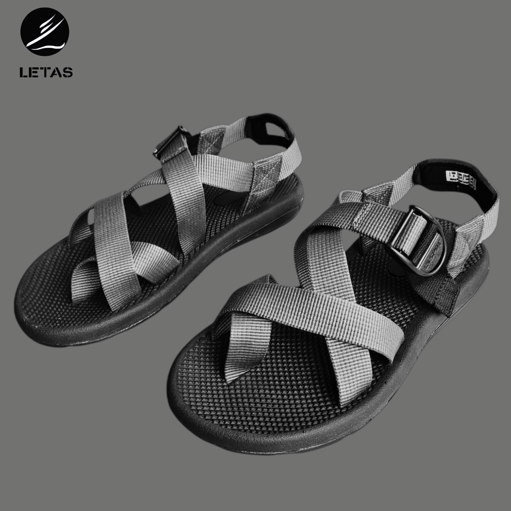 Sandal Unisex Quai Chéo Xỏ Ngón Letas LNV65 - Tro