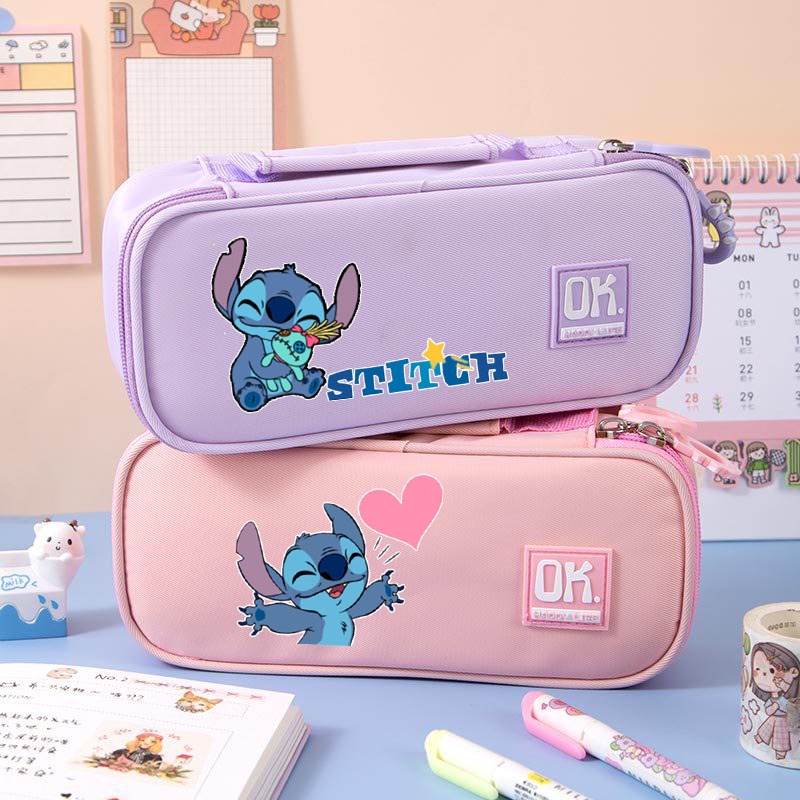 Túi Đựng Bút Nhiều Ngăn Họa Tiết Hoạt Hình Stitch Dễ Thương