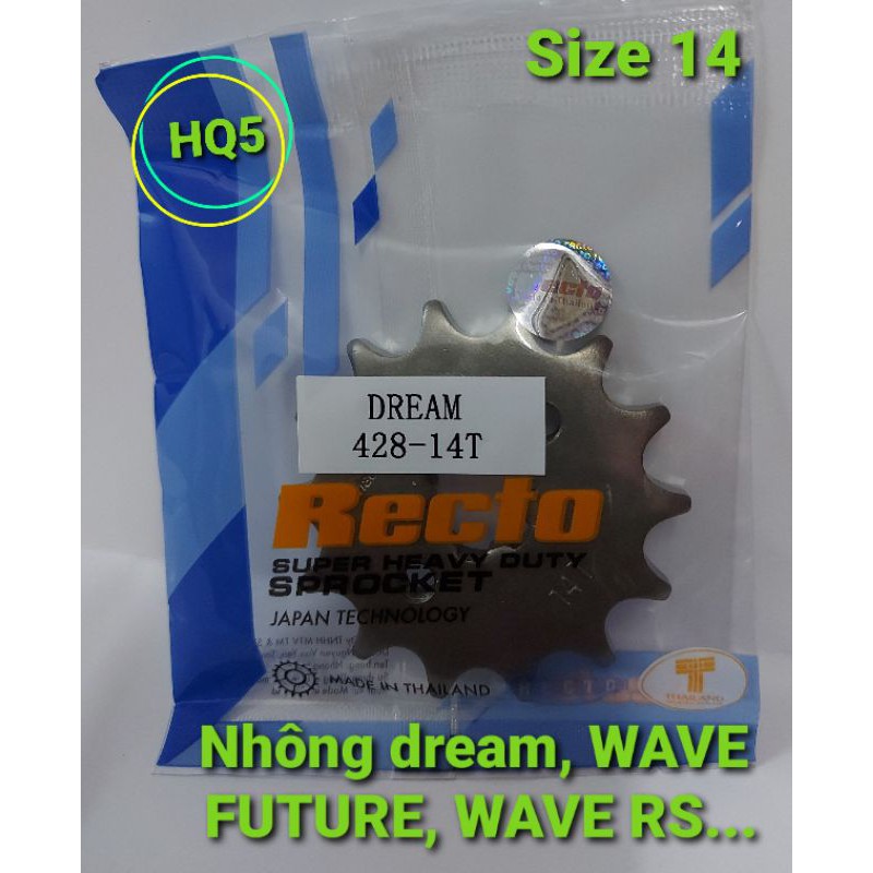 Nhông trước Dream/Wave/Wave RS/Future/Wave S110 Recto. Size 14.