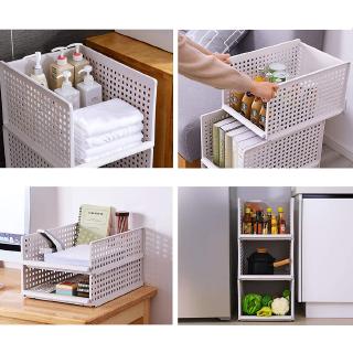 FL Folding Wardrobe Storage Box, Plastic Drawer Organizer Stackable Shelf Baskets Clothes Closet Containers, Home Office Bedroom Laundry Pull Out Drawer Dividers for Clothes, Toys