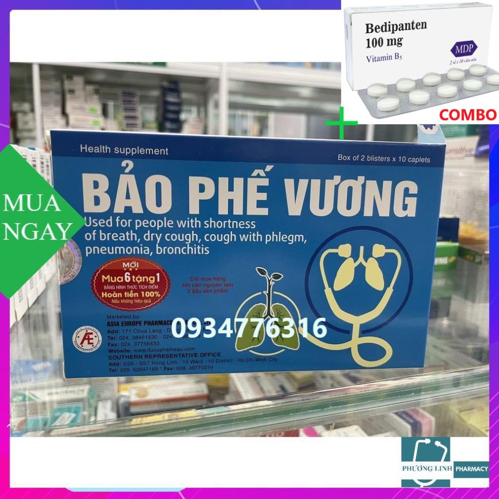 Combo Bedipanten 100mg +  Bảo Phế Vương dành cho người khó thở, viêm phổi, viêm phế quản, hộp 20 viên