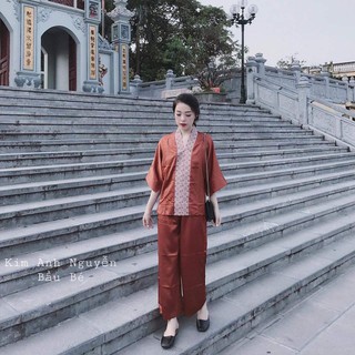 Set bộ phật tử viền thổ cẩm lụa [NEW]