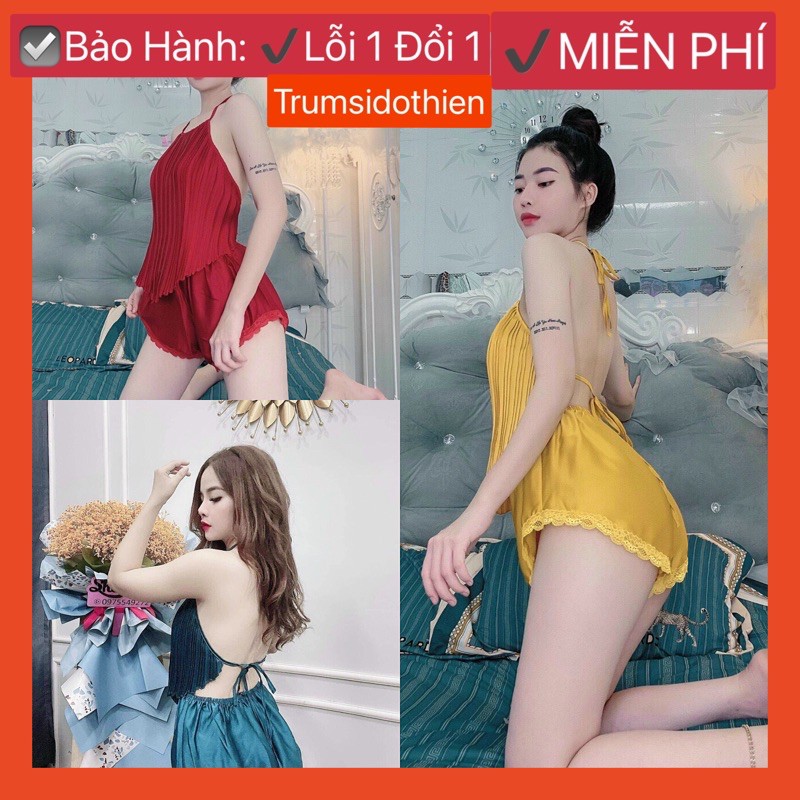 Đồ bộ nữ lụa Satin phối ren cao cấp mặc nhà ngủ sexy quyến rũ-set 2 dây nữ