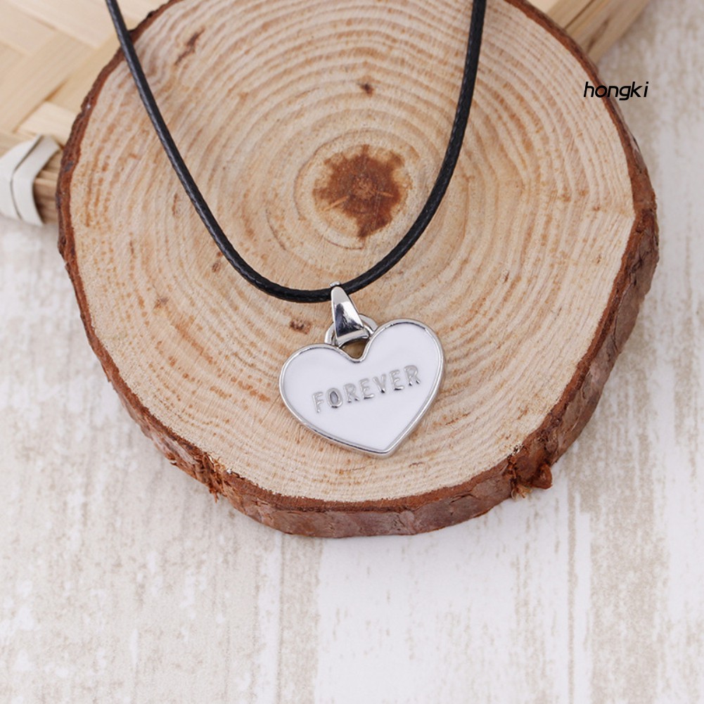 FOREVER (Hàng Mới Về) Set 2 vòng cổ Mặt Trái Tim Khắc Chữ Cho Cặp Đôi