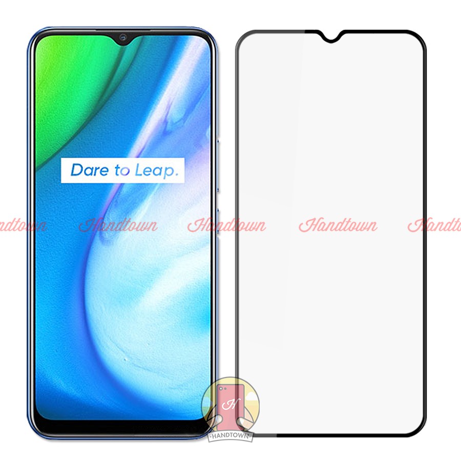 Cường Lực Full Màn Đen Full Keo Dành cho Realme V3 Không Chấm Li Ti Chống Trầy Xước Va Đập Độ Trong Suốt Cao