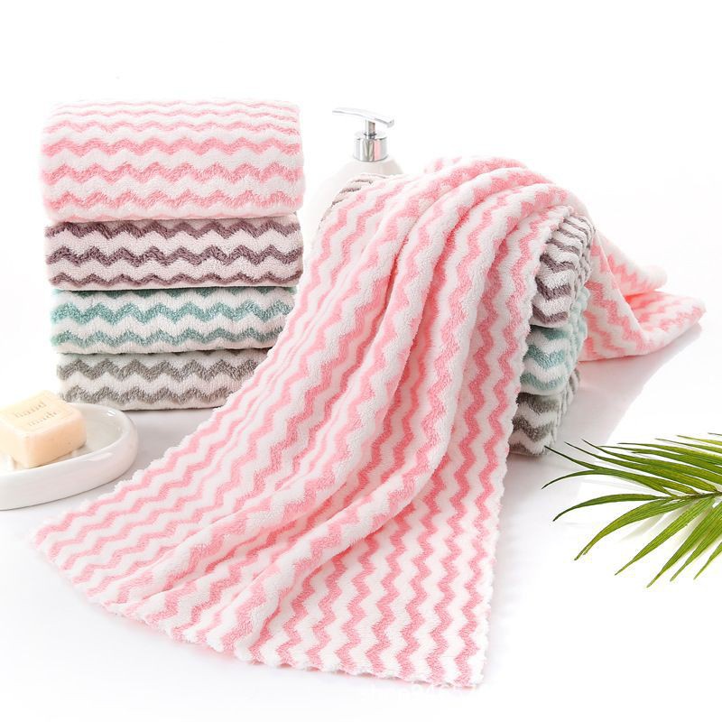 Khăn mặt cotton lông cừu Hàn Quốc mềm mịn siêu thấm nước kẻ sọc kích thước 30-50cm AcuteBaby
