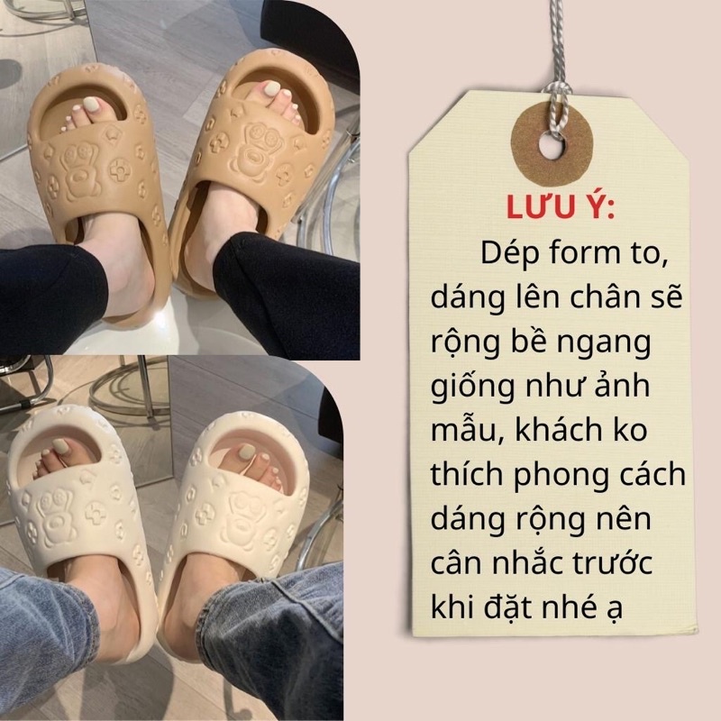 Dép Bánh Mì Hoạ Tiết In Nổi Hình Gấu mới nhất Mùa Hè 2022