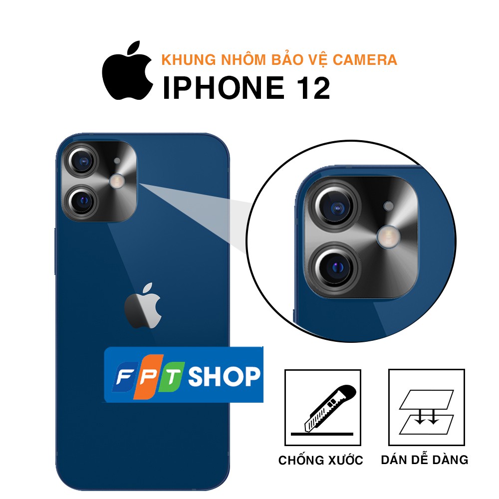 Khung nhôm bảo vệ camera Iphone 12 kèm kính cường lực, chống trầy xước, va đập, nhiều màu – Dán camera Iphone 12