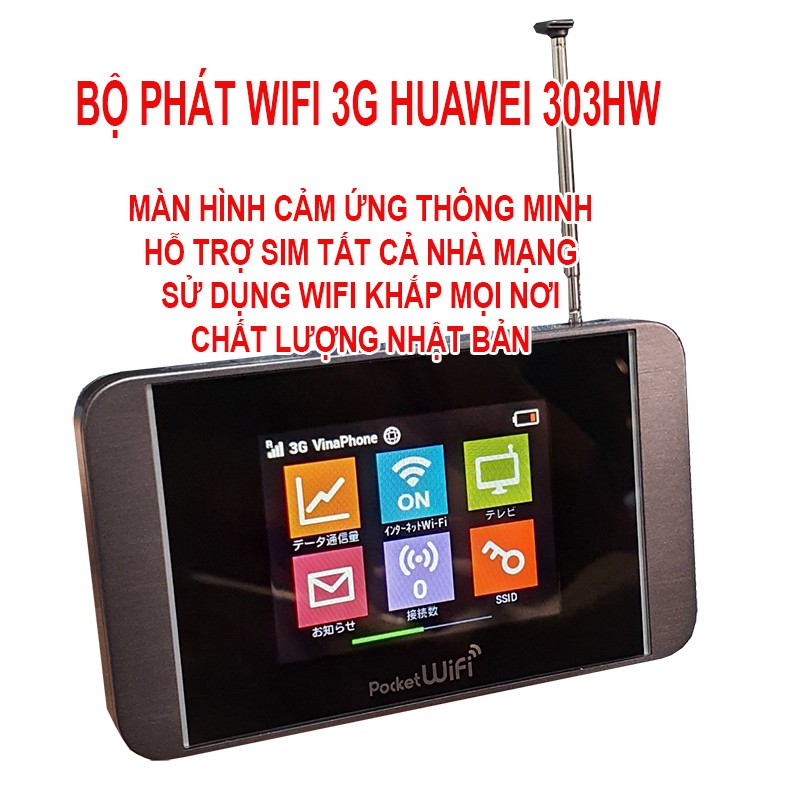 Bộ Phát Wifi , Cục Phát Wifi 3G Huawei 303Hw - 43,2Mb - Kết Nối 10 User - Tích Hợp Anten - Hàng Xuất Nhật