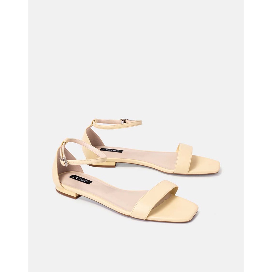 Giày Sandal 3cm Thời Trang JUNO Bệt Mũi Vuông Quai Ngang SD03054