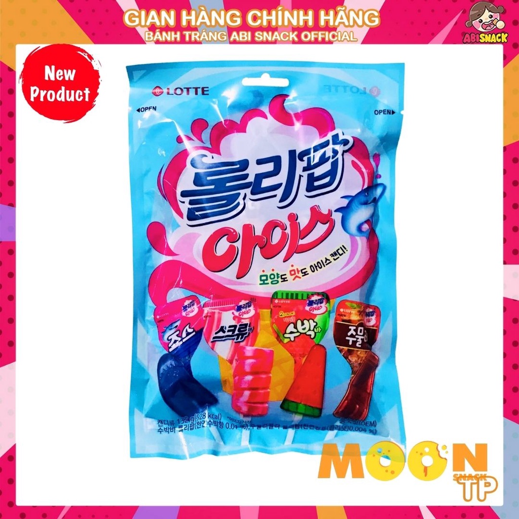 KẸO MÚT CỨNG ICE LOLLIPOP HÌNH QUE KEM HÃNG LOTTE HÀN QUỐC GÓI 132g HỦ 660G