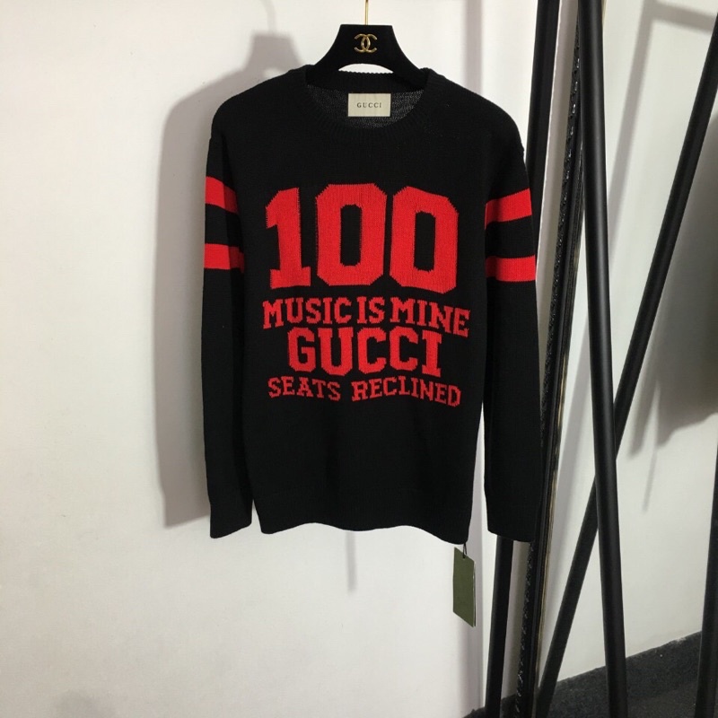 Áo len nữ dài tay cổ tròn chữ thương hiệu thời trang Gucci GG/GC cao cấp có 2 màu