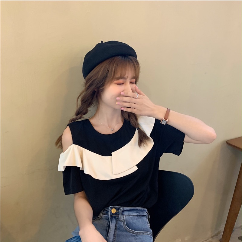 Áo Voan Mùa Hè Trễ Vai Tay Ngắn Phối Bèo Thời Trang Cho Nữ SK5370 2022