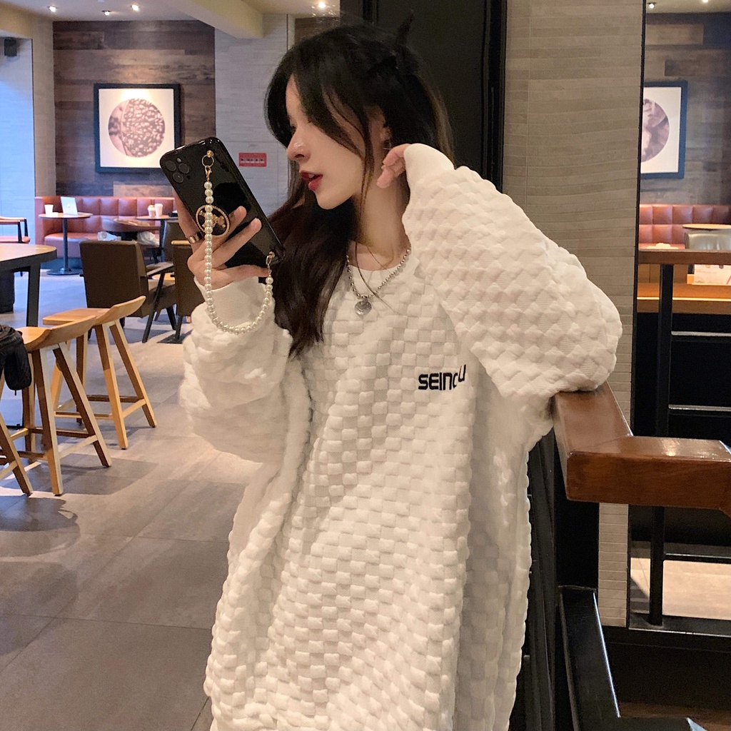 Áo Sweater Mỏng Tay Dài Cổ Tròn Dáng Rộng Phong Cách Hàn Quốc Dành Cho Nữ | BigBuy360 - bigbuy360.vn