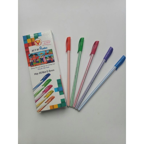 Bút bi nến mực xanh, đen nét 0.5mm thơm