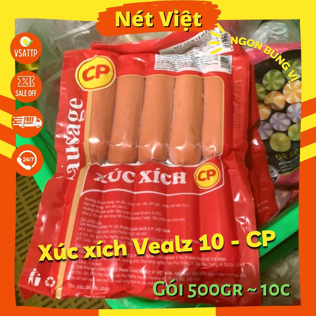 Xúc Xích CP Vealz Hàng Cao Cấp Gói 10 Chiếc 500g