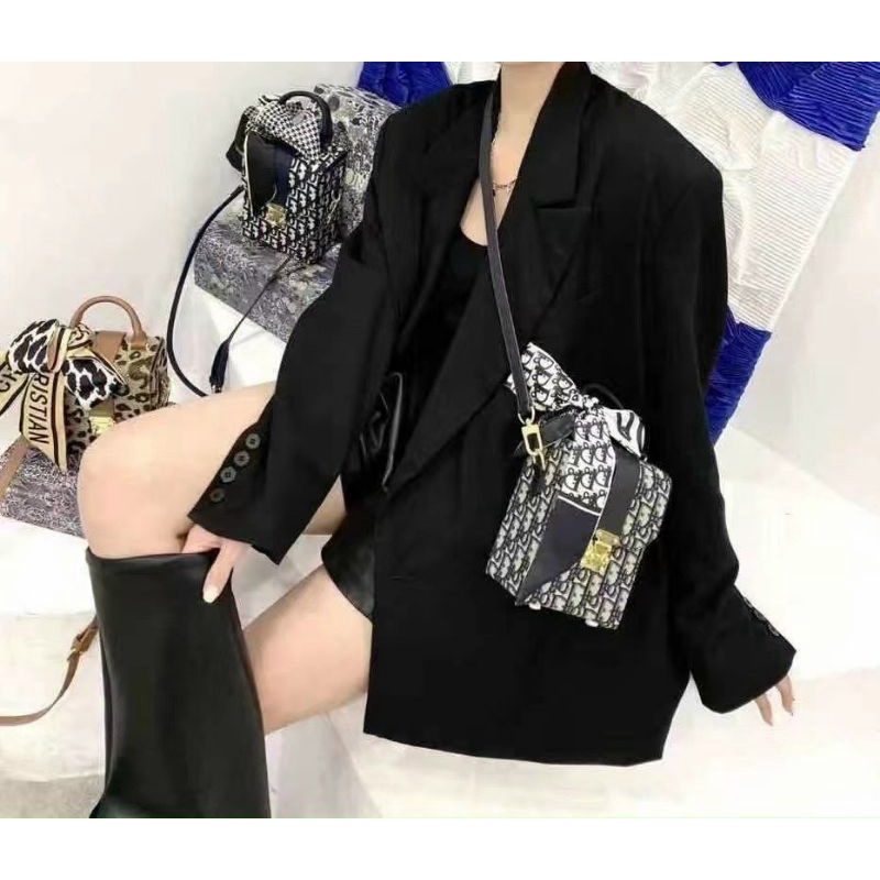 Túi đeo chéo nữ D.I ophidia vải pha da chi tiết fulbox