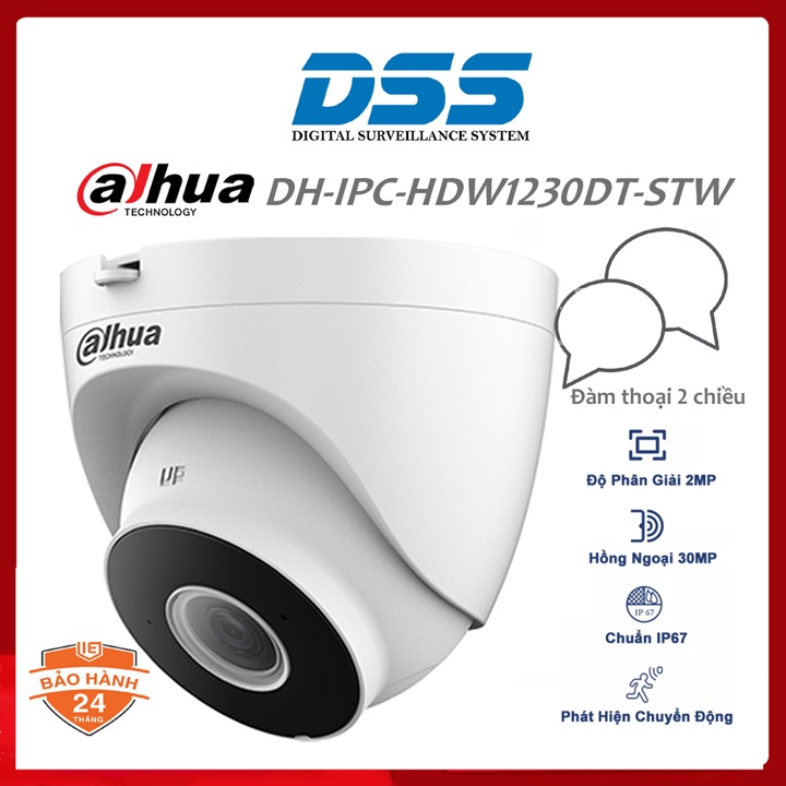 Camera Dome IP Wifi 2MP có đàm thoại DAHUA DH-IPC-HDW1230DT-STW hàng chính hãng