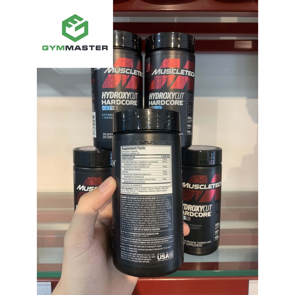 Viên Giảm Mỡ Mạnh Mẽ , Giảm Cân Nhanh Chóng , Tăng Sức Tập - Tỉnh Táo - Sức Khoẻ HYDROXYCUT HARDCORE ELITE 100 Viên