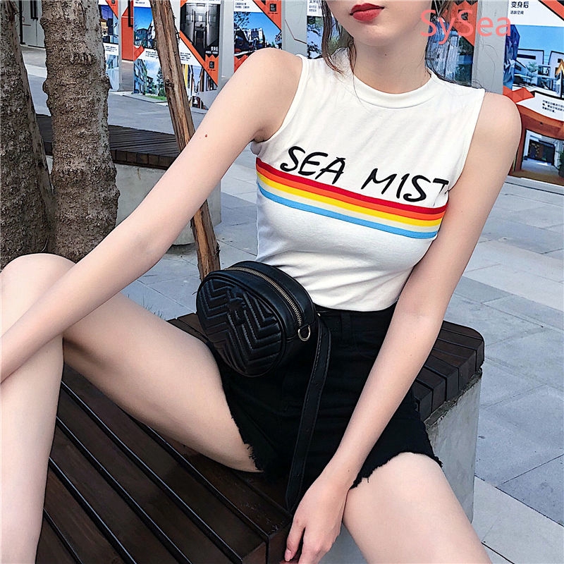 Áo ba lỗ ôm dáng họa tiết sọc ngang thời trang nữ trẻ trung năng động