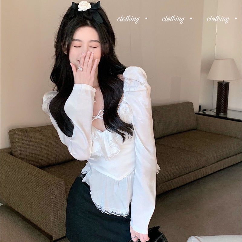 Áo Cổ Chữ V Phối Ren Quyến Rũ Thời Trang Cho Nữ