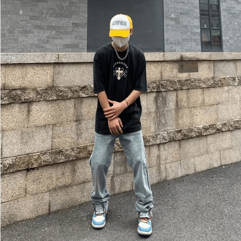 Quần Jean Dài Phối Khóa Kéo Bên Hông Phong Cách Hip Hop Hàn Quốc Cá Tính Cho Nam size S-3XL