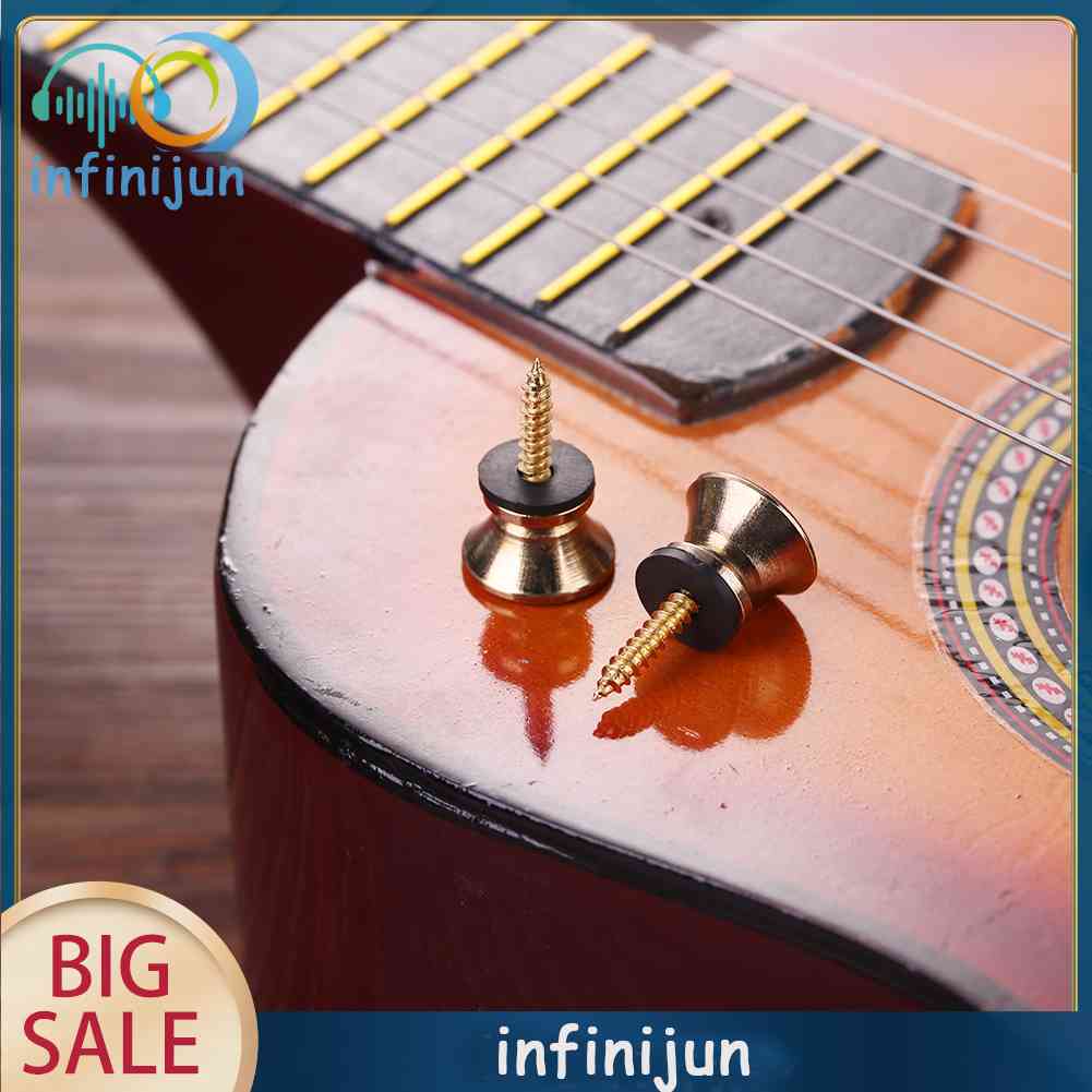 Set 2 Chốt Khóa Dây Đeo Đàn Guitar Bass Ukulele Bằng Kim Loại Chống Trượt