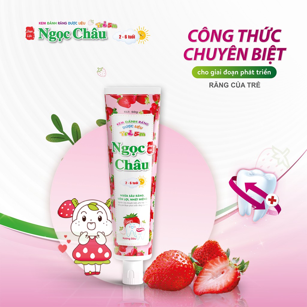 Kem đánh răng dược liệu Ngọc Châu Trẻ Em hương dâu (2 - 6 tuổi) | BigBuy360 - bigbuy360.vn