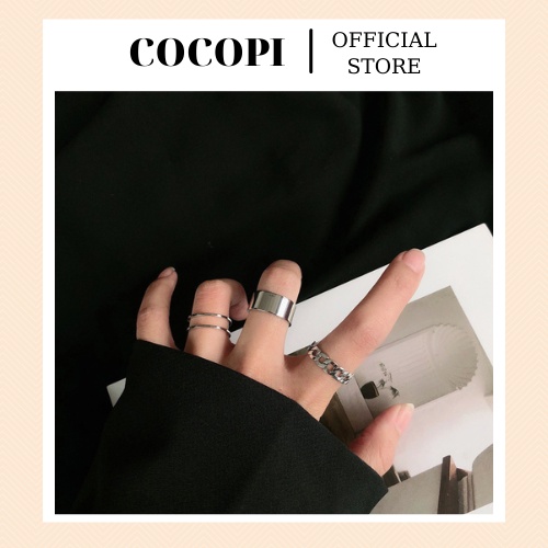 Set nhẫn, bộ nhẫn cá tính 3 chiếc phong cách Hàn Quốc Cocopi.accessories - N012